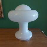 Mushroom lamp peill putzler in white opaline 60'S