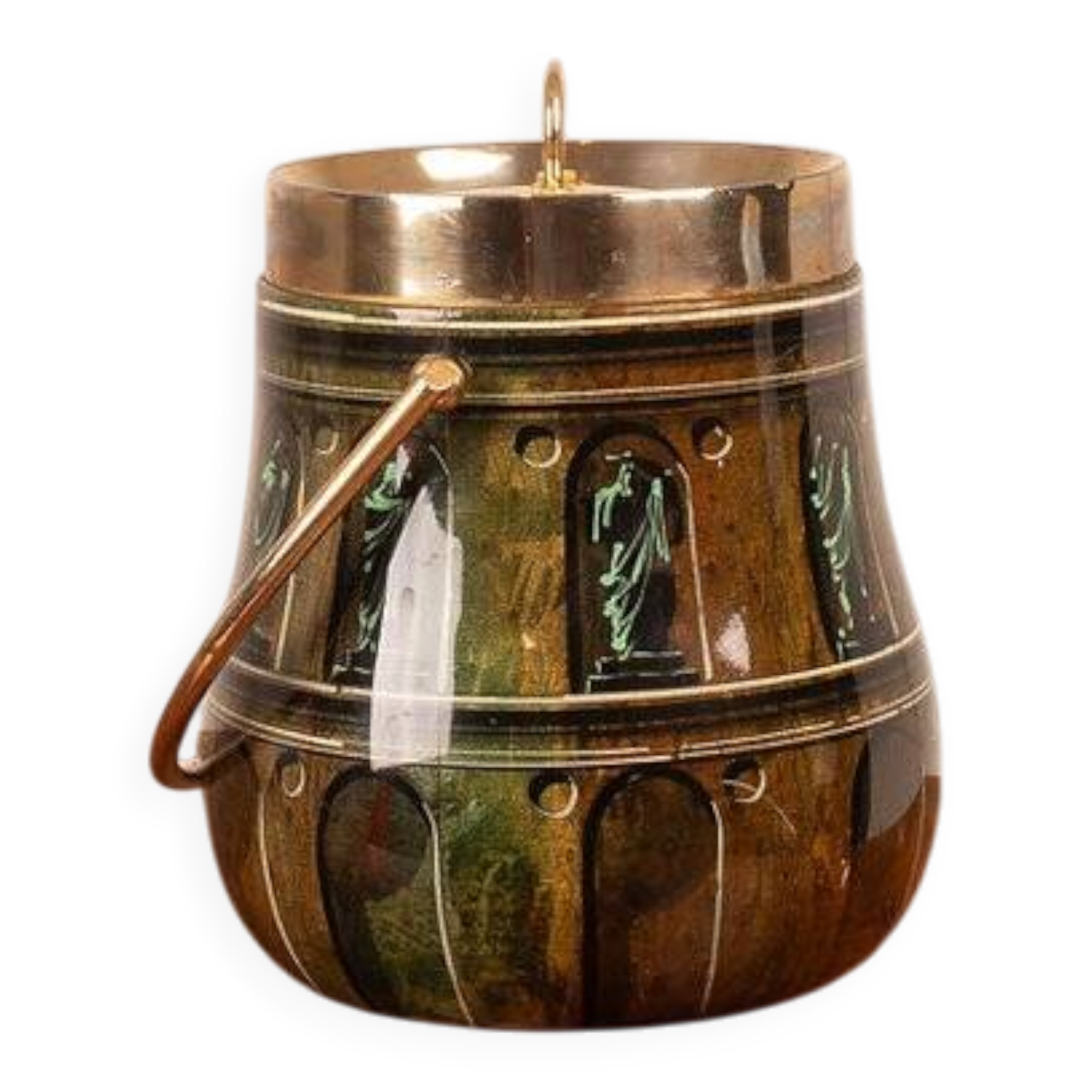 Parchment ice bucket model 935D with Fornasetti decoration by Aldo Tura, 1950