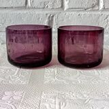 2 large vintage amethyst glass votive candle holders, France, Mikasa mouth-blown