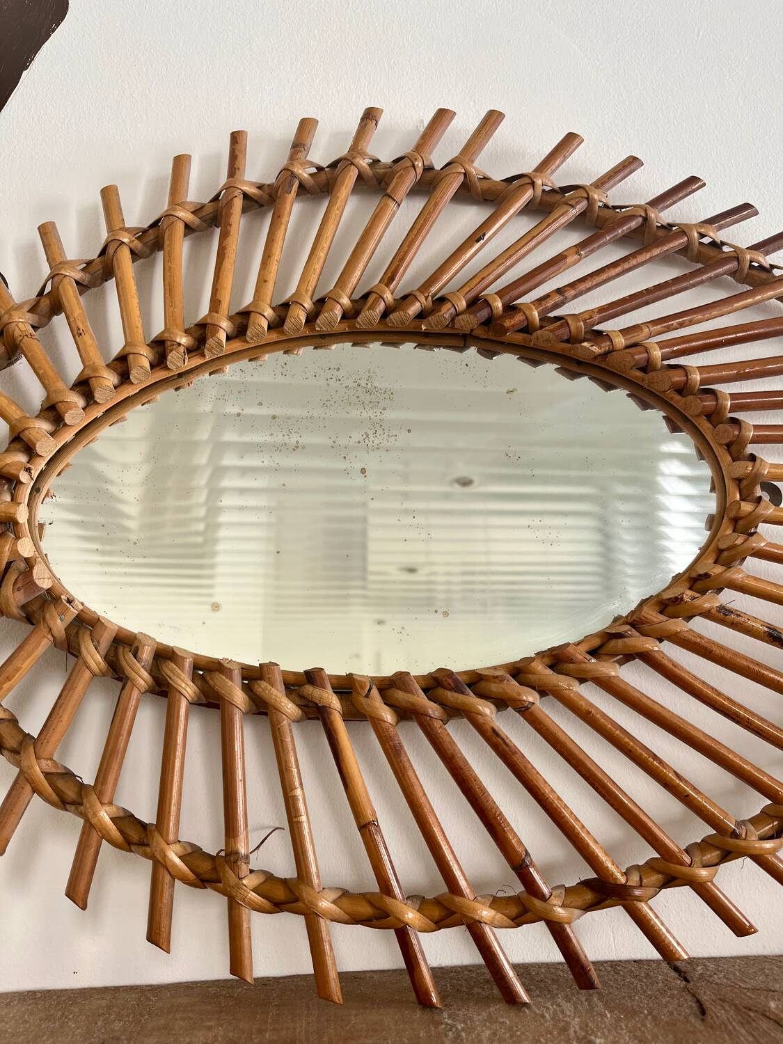 Vintage rattan mirror