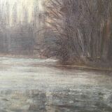 Impressionist Post-Print Painting "Tree River Bord" by François Moreau - 1914