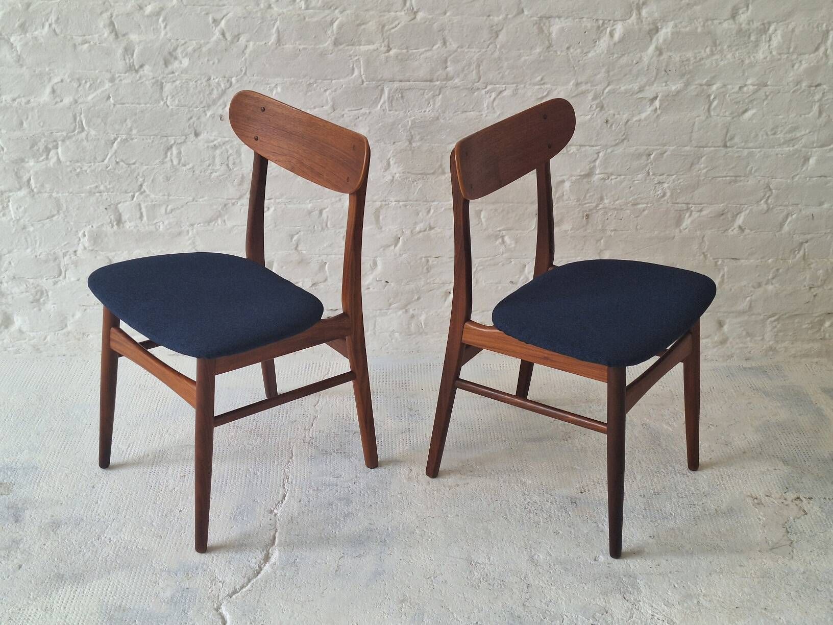 Pair of solid teak dining chairs, Denmark 1960s