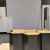 Set of 5 hexagonal stools in two-tone suar forming occasional furniture