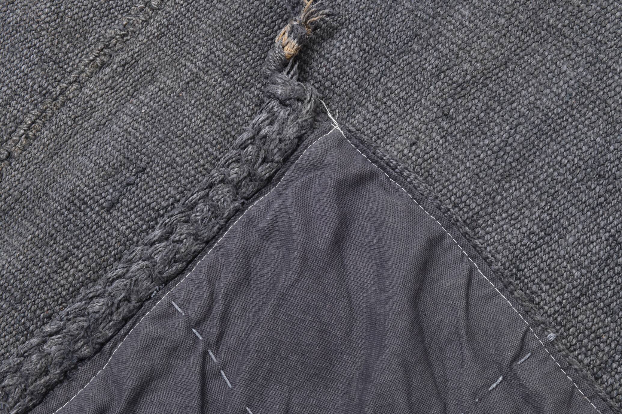 5x8 Anthracite Grey Handwoven Vintage Kilim Rug, 159x235 Cm