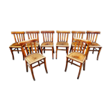 Series of 8 chairs bistro wood curve