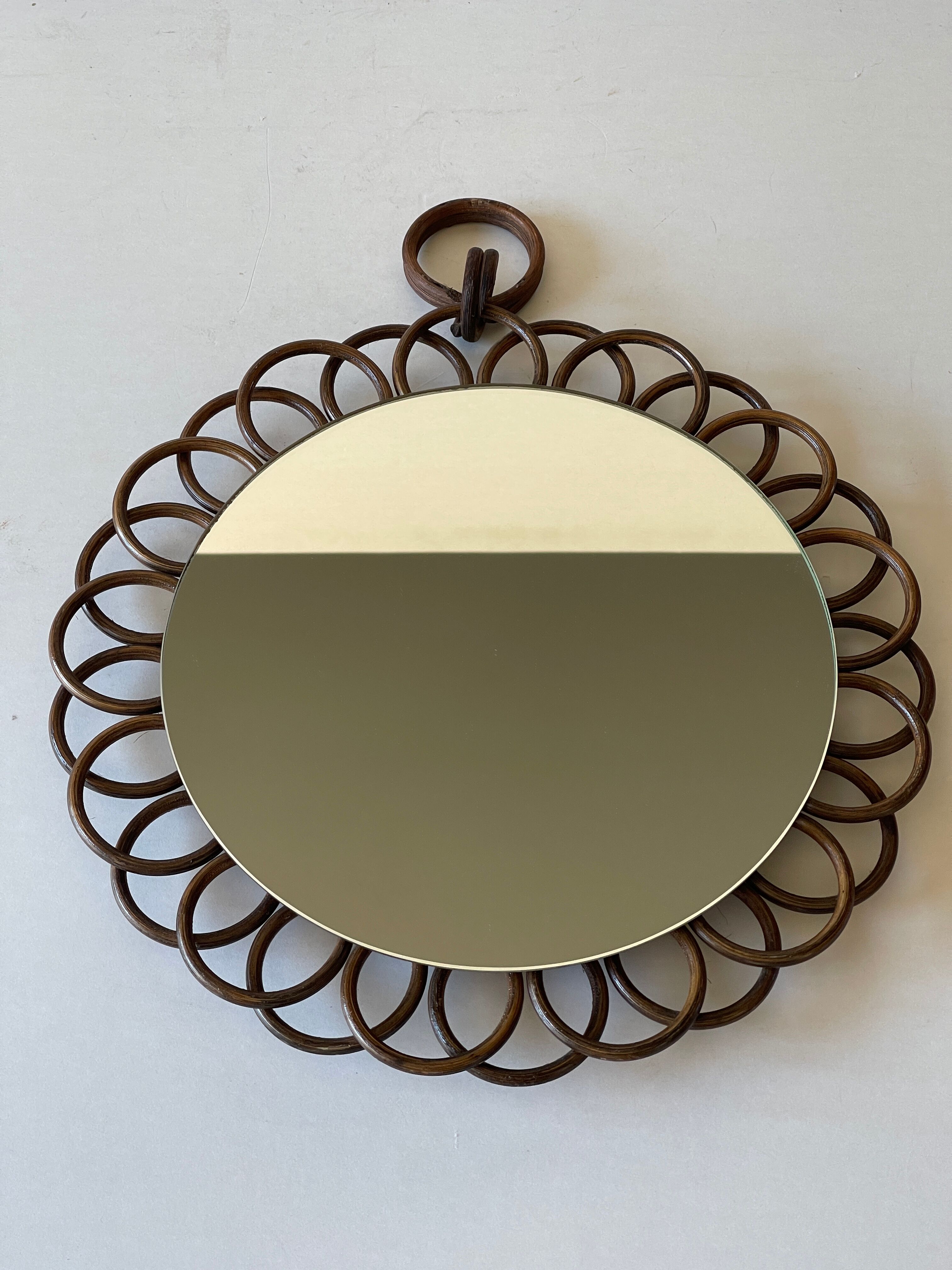 Vintage rattan sun mirror 32cm