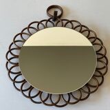 Vintage rattan sun mirror 32cm