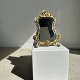 Art Deco style gilded bronze mirror with beveled glass H40cm