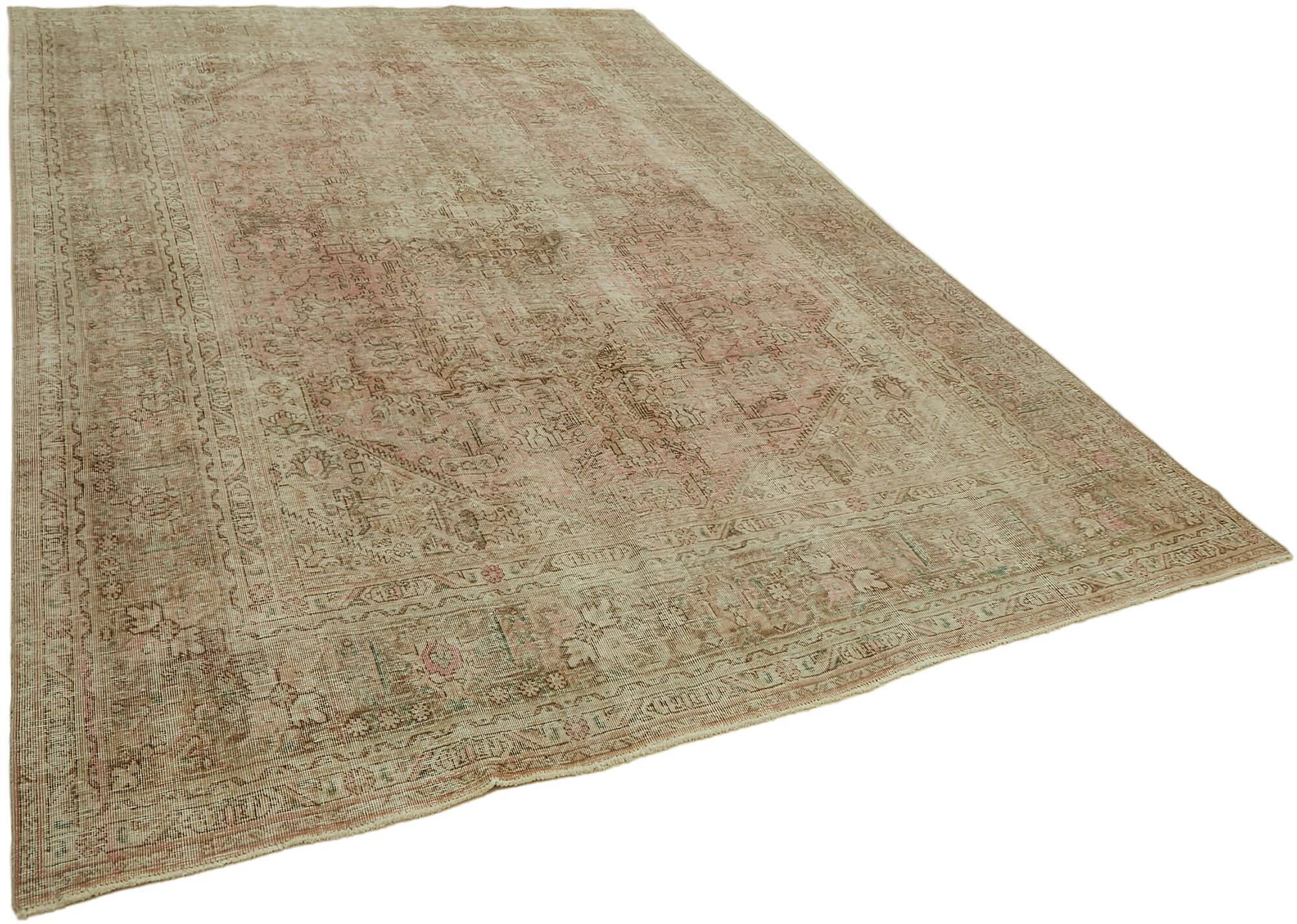 Hand-knotted persian antique 1970s 237 cm x 339 cm beige wool carpet