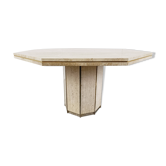 Table à manger en travertin et laiton, années 1970