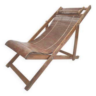Japanese children's deck chair in bamboo from the 40s