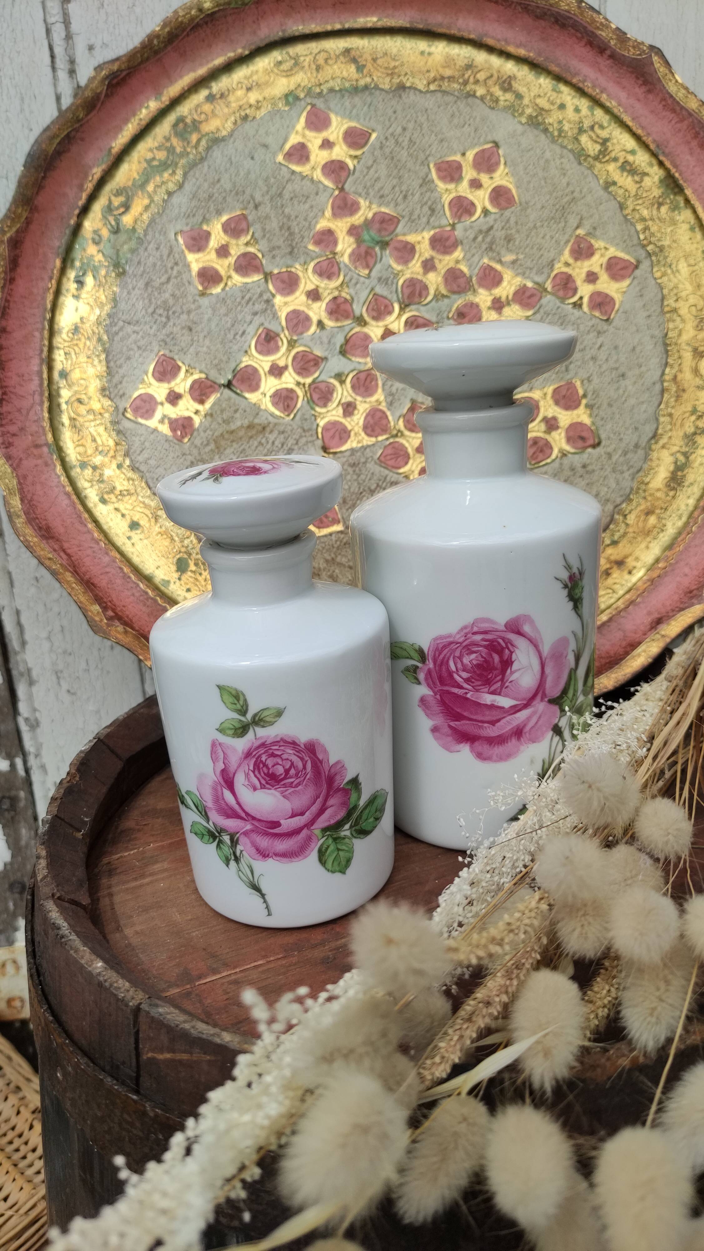 Antique white porcelain bottles