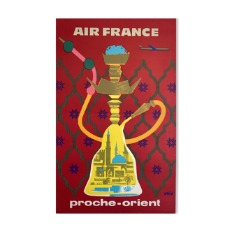 Air France poster - Middle East by Eric - Signed by the artist - On linen