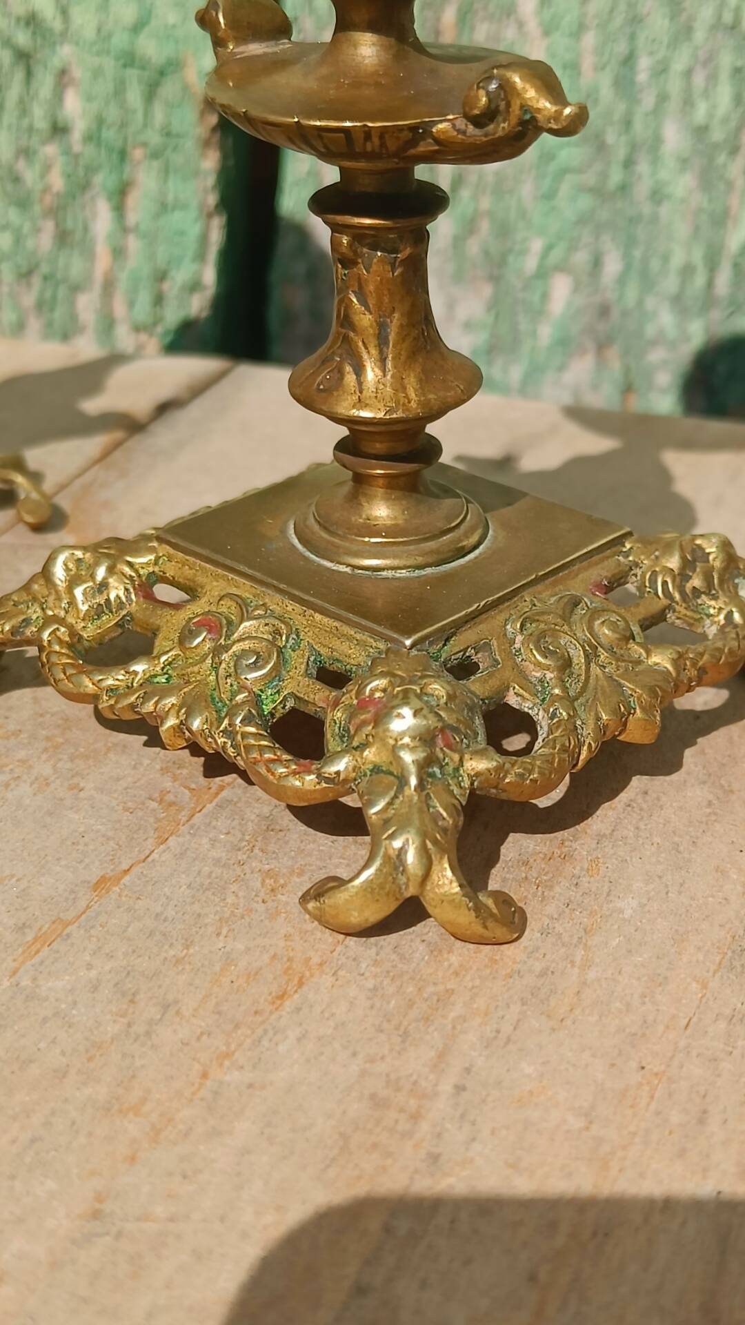 Pair of antique brass candlesticks – Napoleon III style