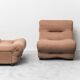 Paire de fauteuils Rezia par Emilio Guarnacci pour 1P, modernisme vintage des années 1970.