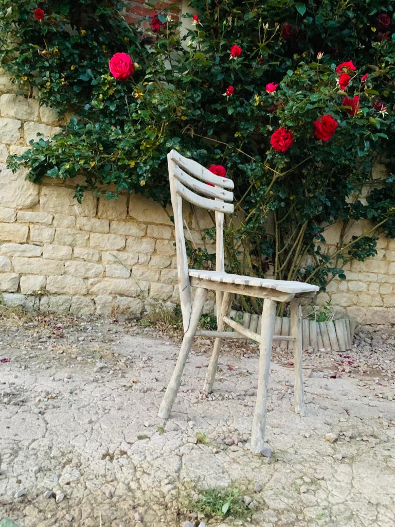 Set of garden seats: 4 armchairs and 1 chair - wooden