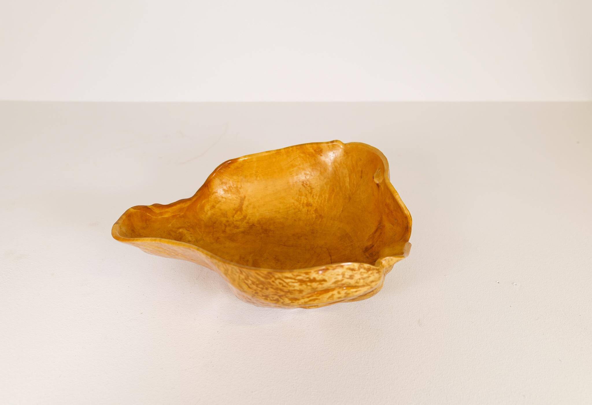 Large Organic Bowl in Curly Birch, Swedish Folk Art, 1962