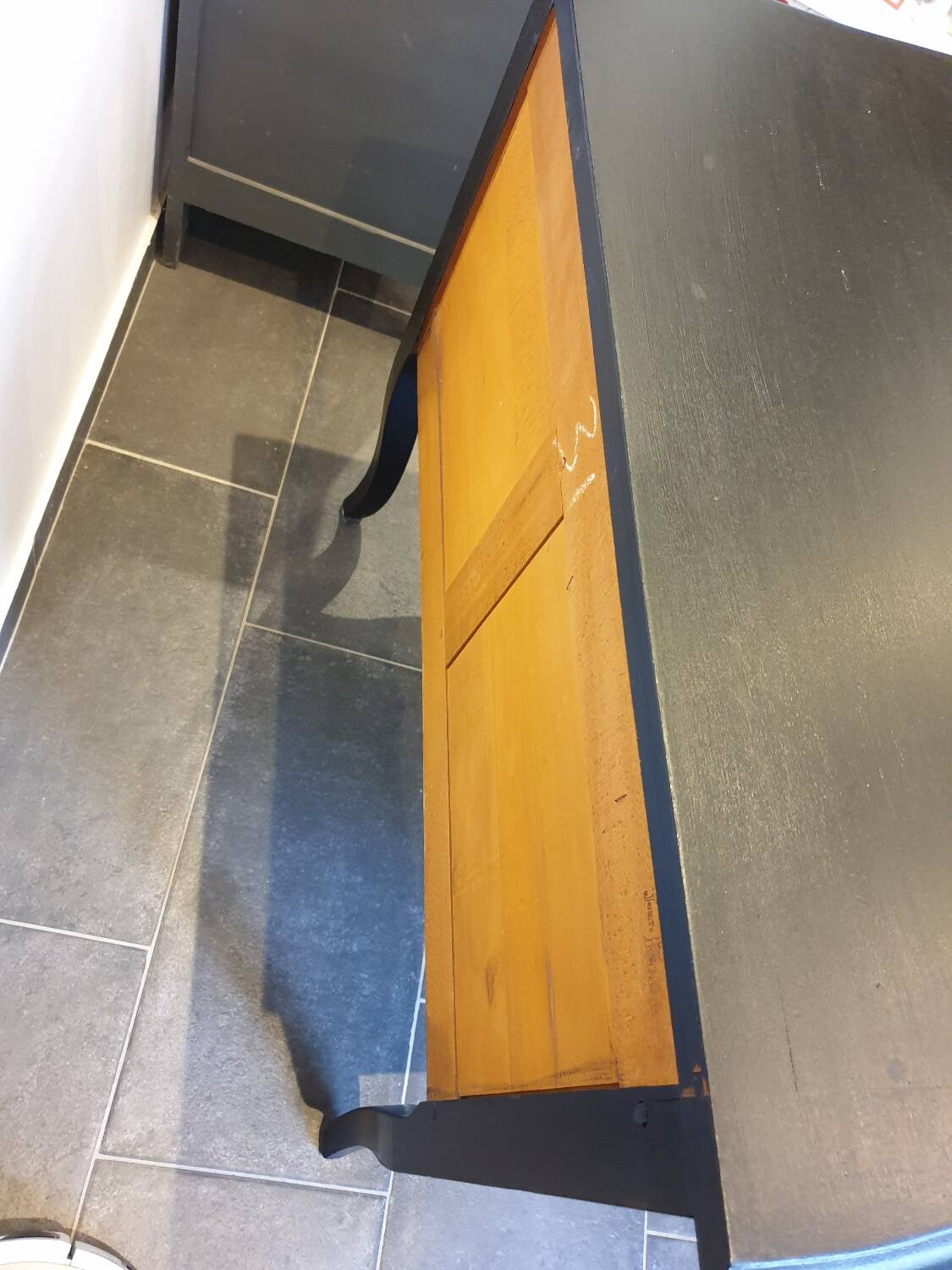 Stamped black Louis XV chest of drawers