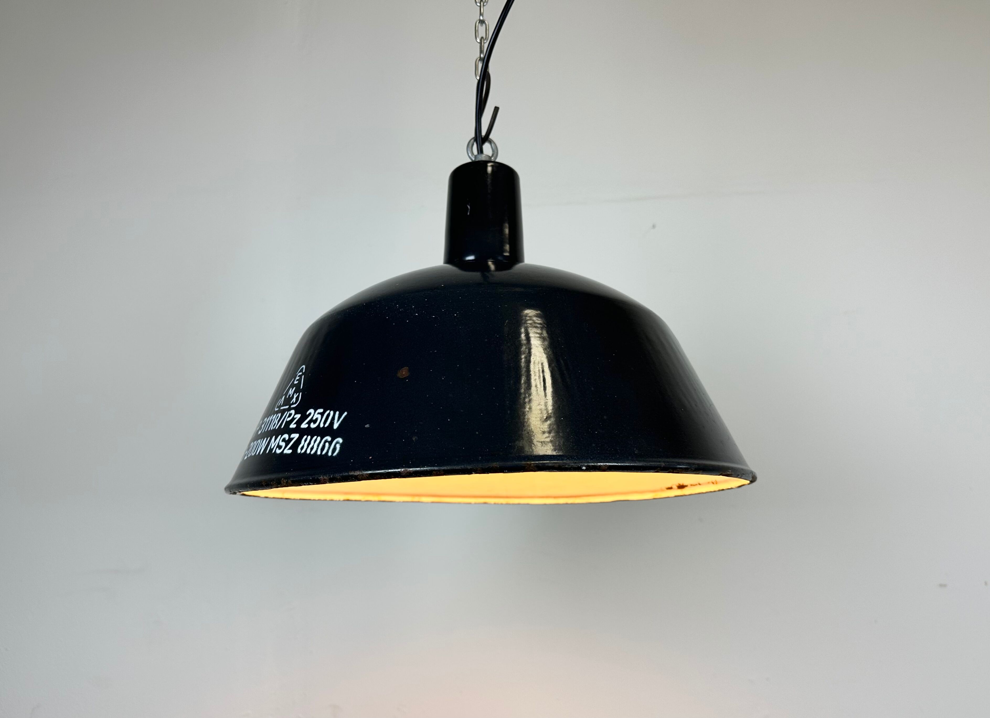 Industrial dark blue enamel pendant lamp from emax, 1960s