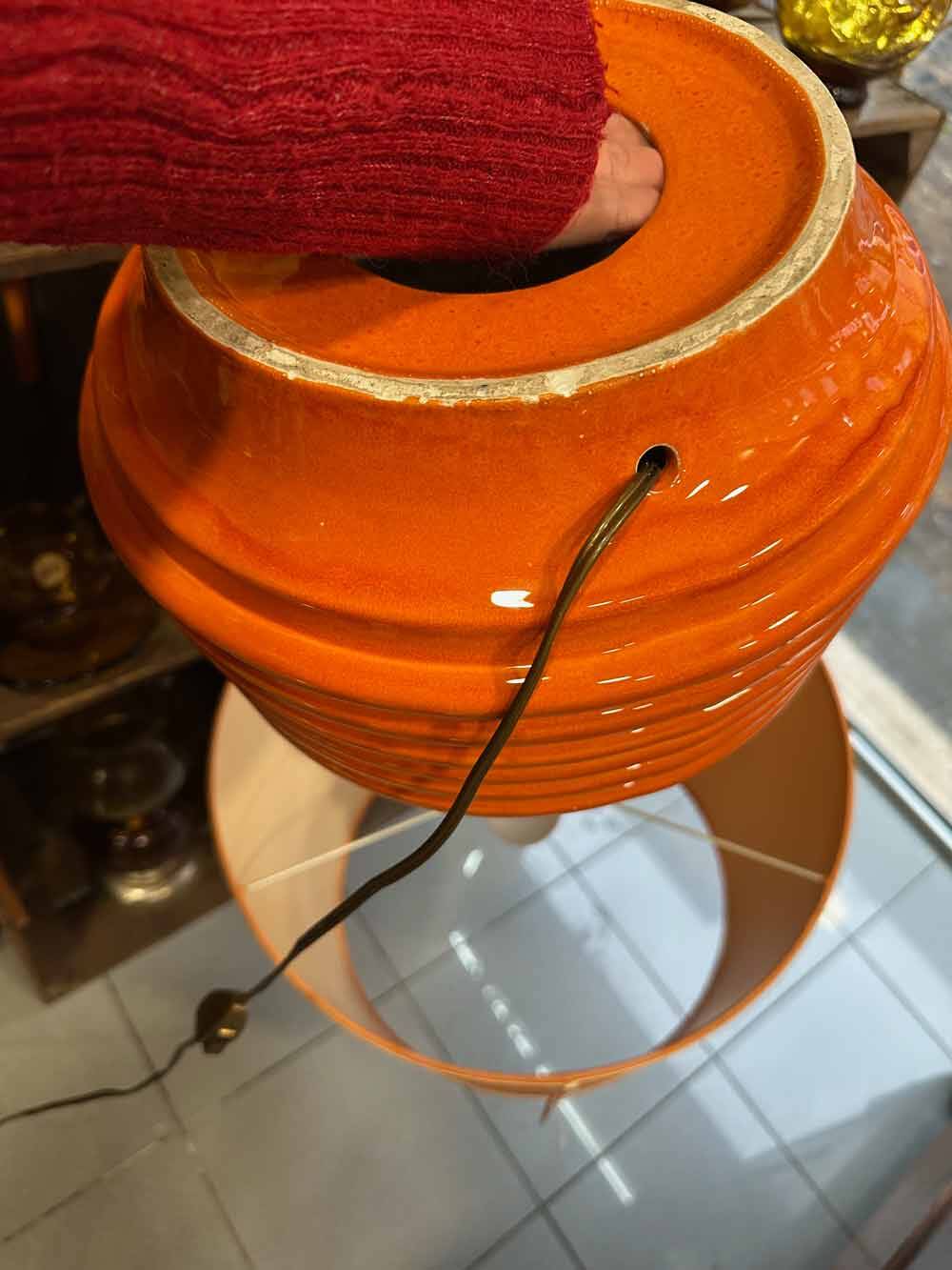 Vintage orange ceramic lamp