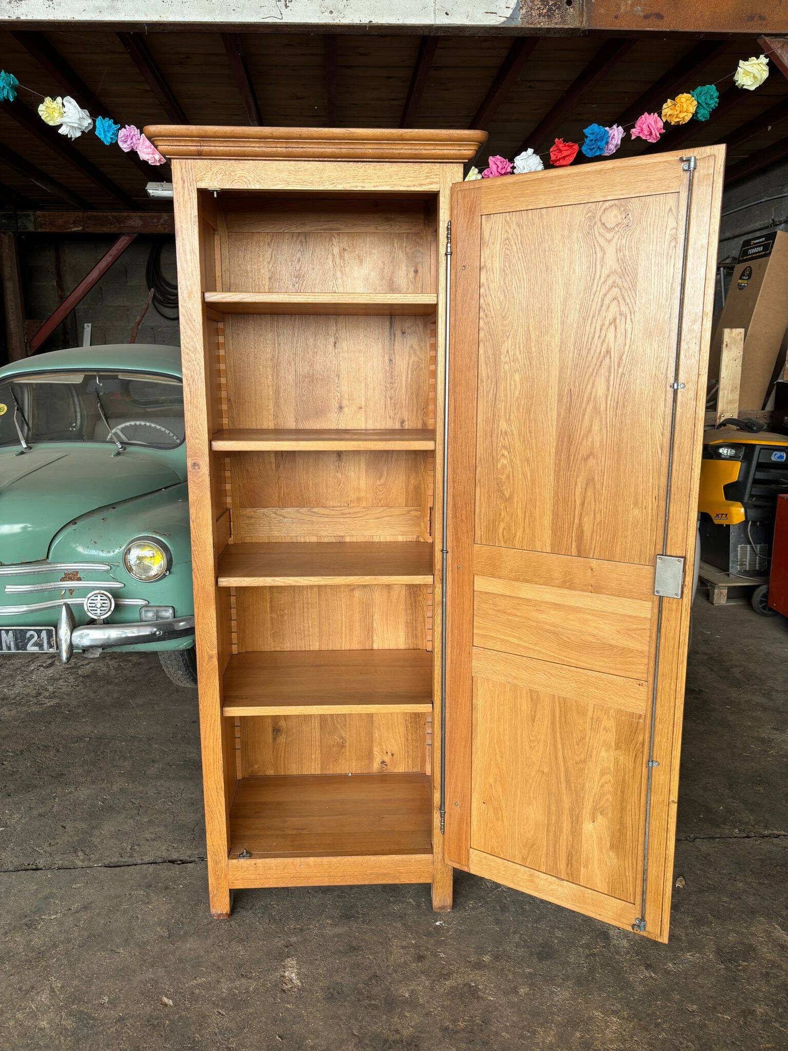 Solid wood cabinet / storage unit with one door.