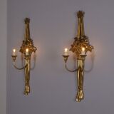 Pair of Louis XVI gilded wall sconces