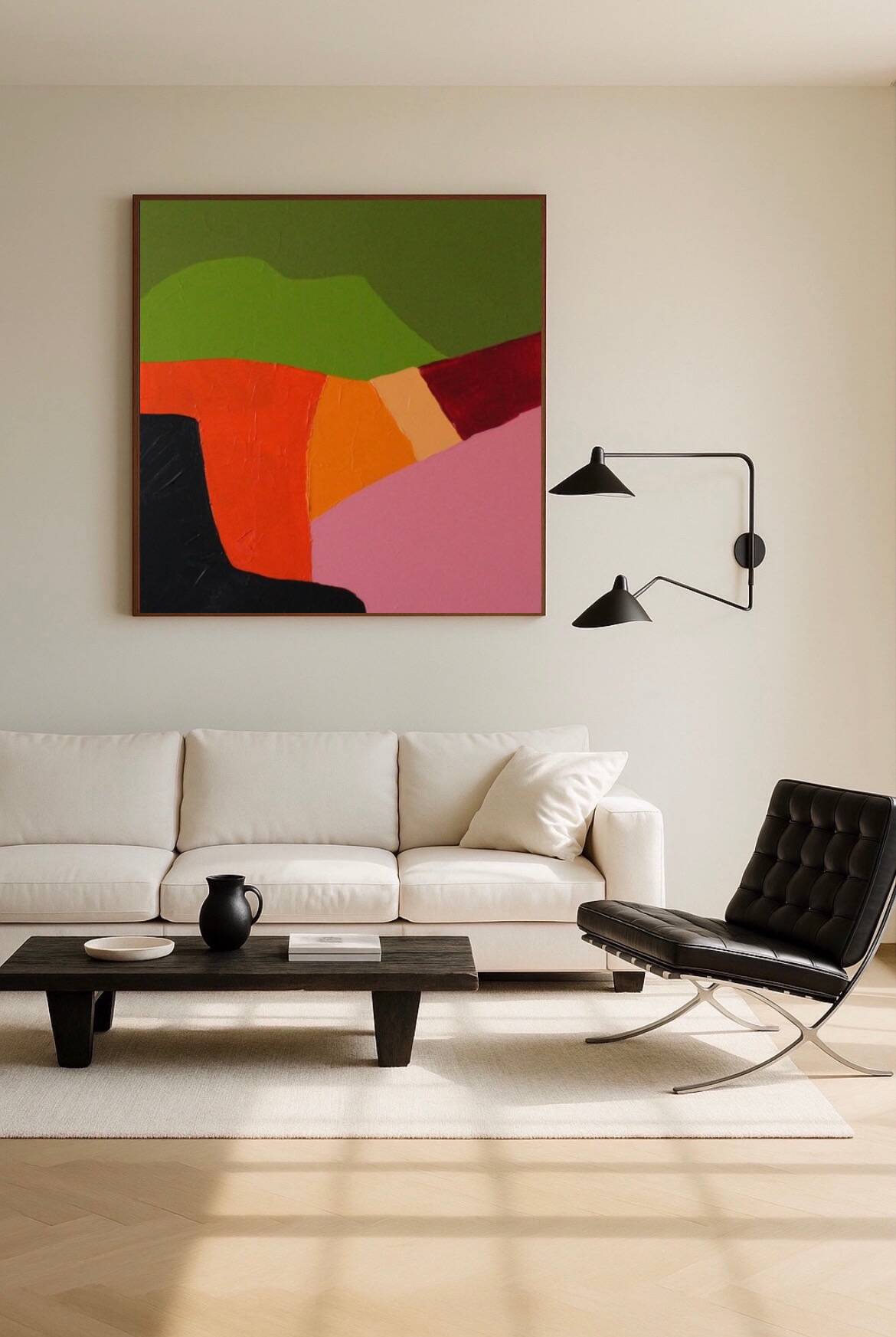 Abstract coloured landscape 80x80cm signed