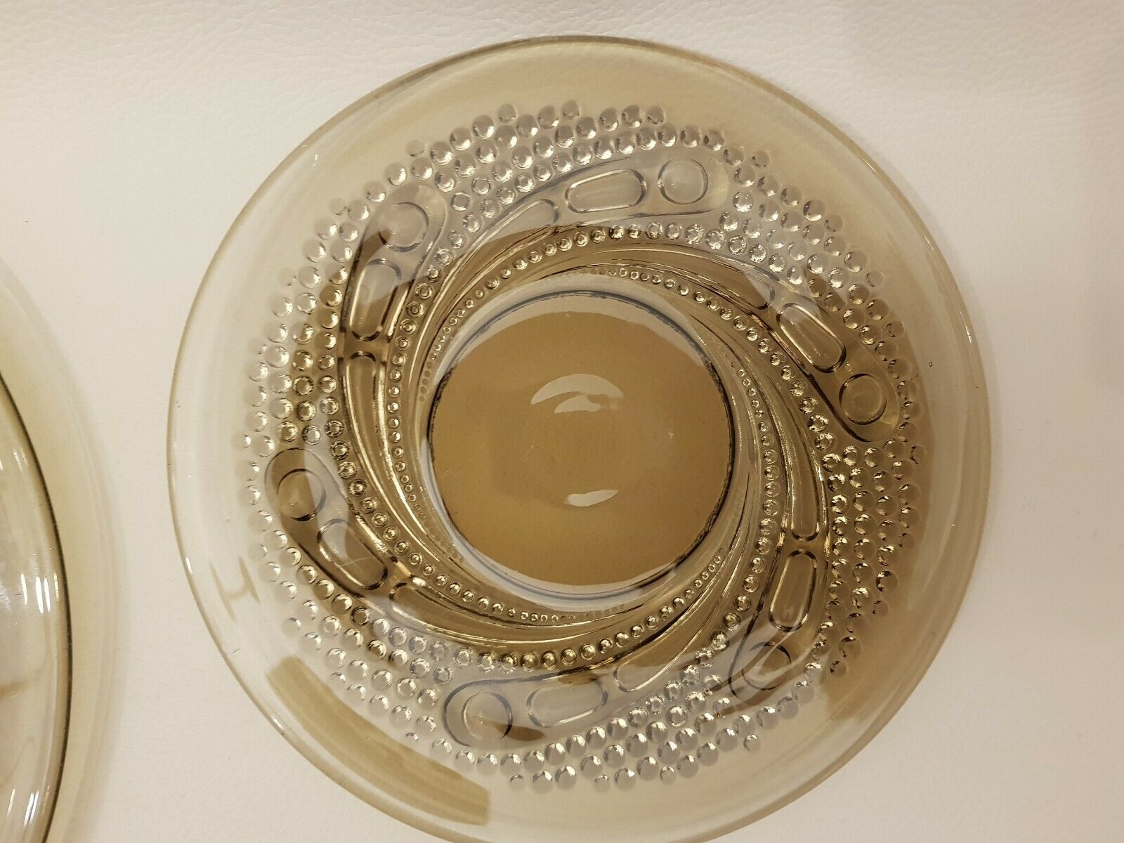 Dessert service 12 plates and vintage space age smoked glass dish