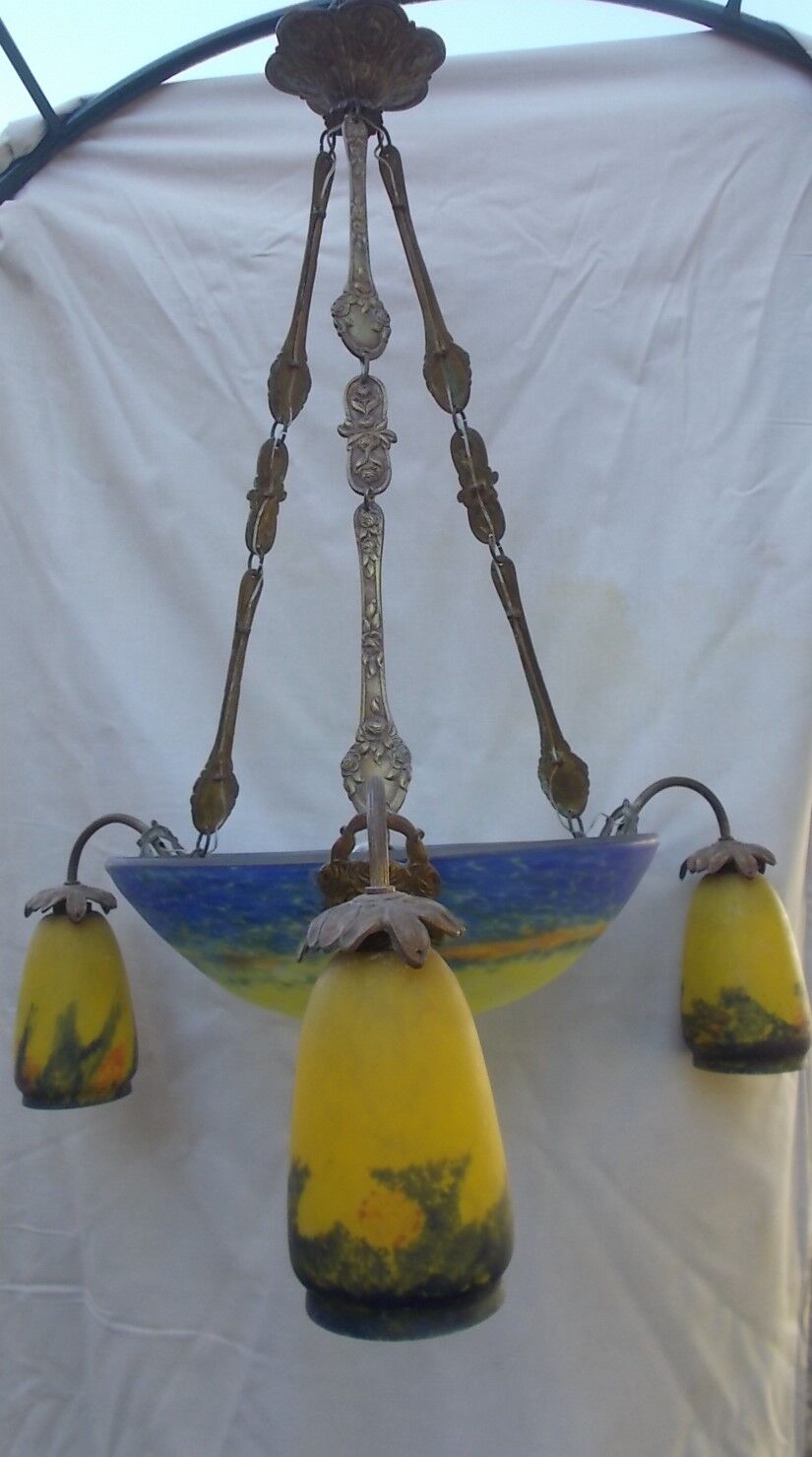 Art Deco chandelier in glass paste