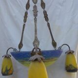 Lustre art déco en pâte de verre