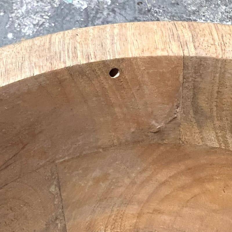 Conical shaped wooden salad bowl