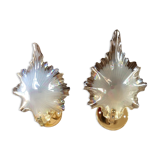 Paire d'appliques verre irisé  forme de coquillages support laiton  XXème siècle