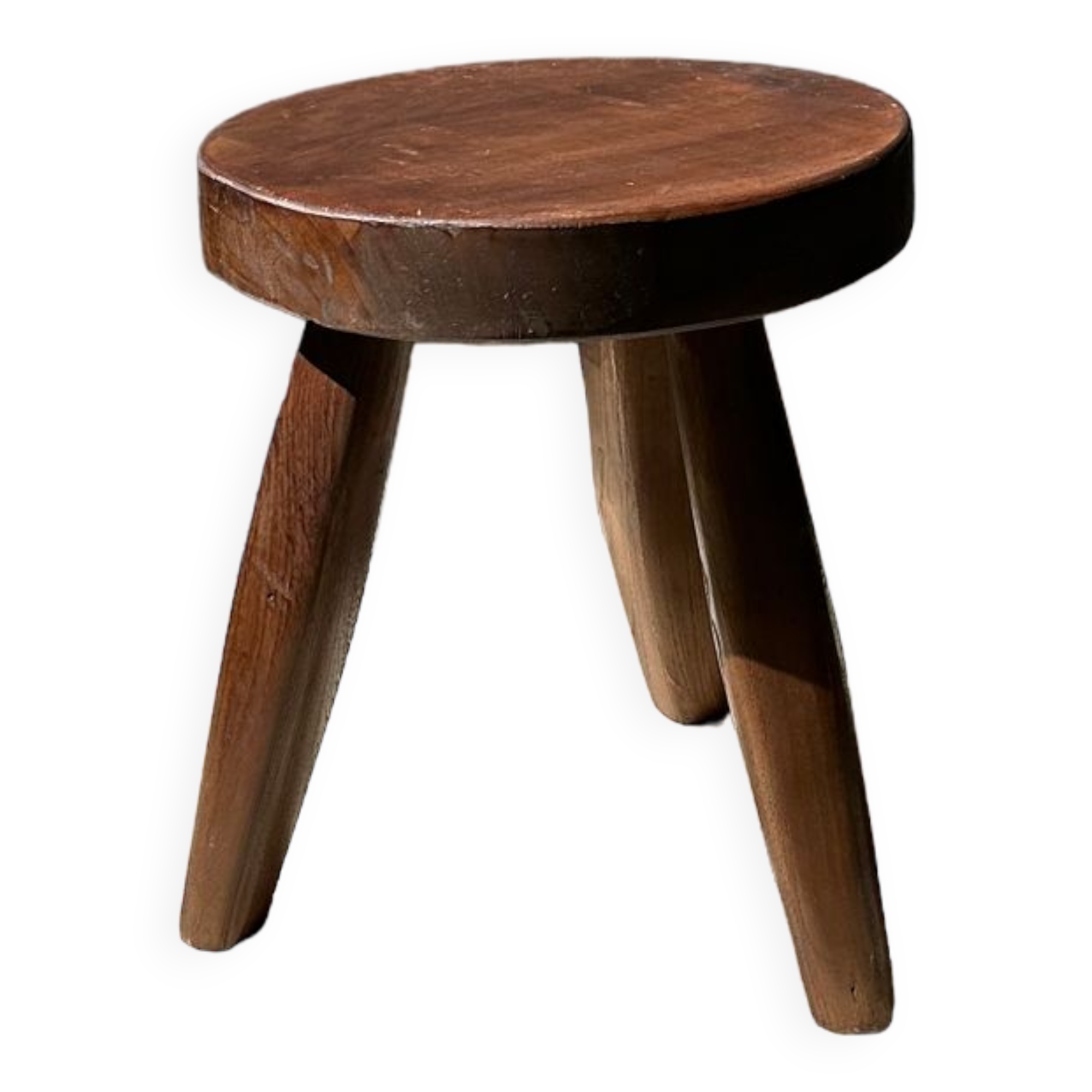 Brown solid wood stool flat circular seat