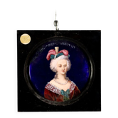 Ancient painting, portrait of a noble lady, Limoges enamels '800