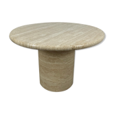 Round travertine coffee table