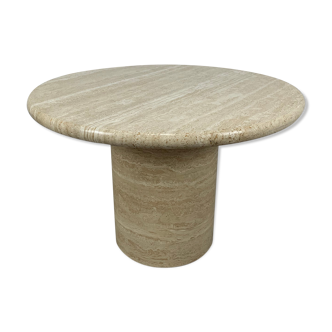 Round travertine coffee table