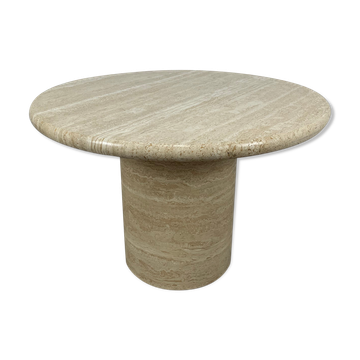 Round travertine coffee table