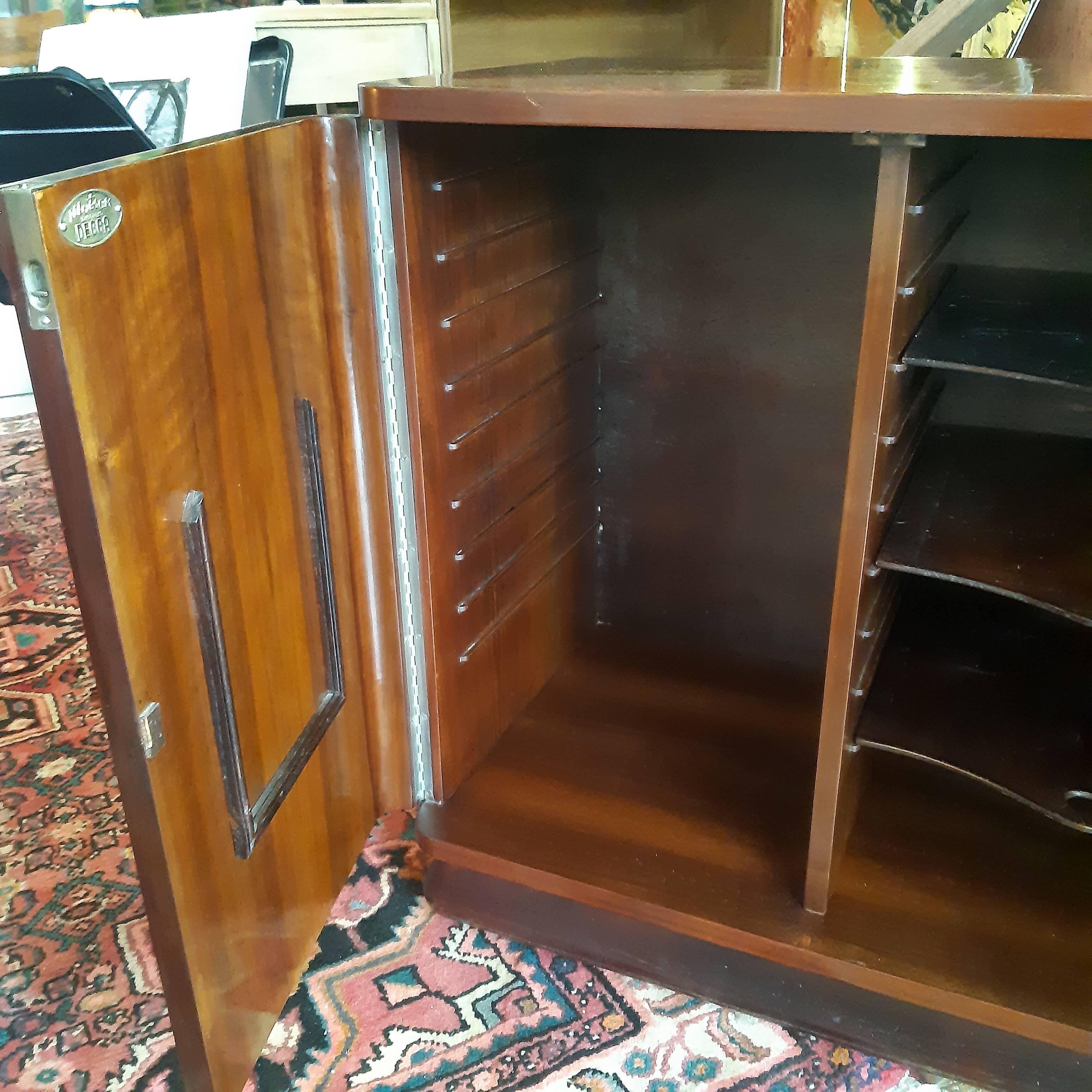 furniture, vintage, music, mahogany veneer, on wheels