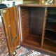 Meuble vintage musique placage acajou sur roulettes
