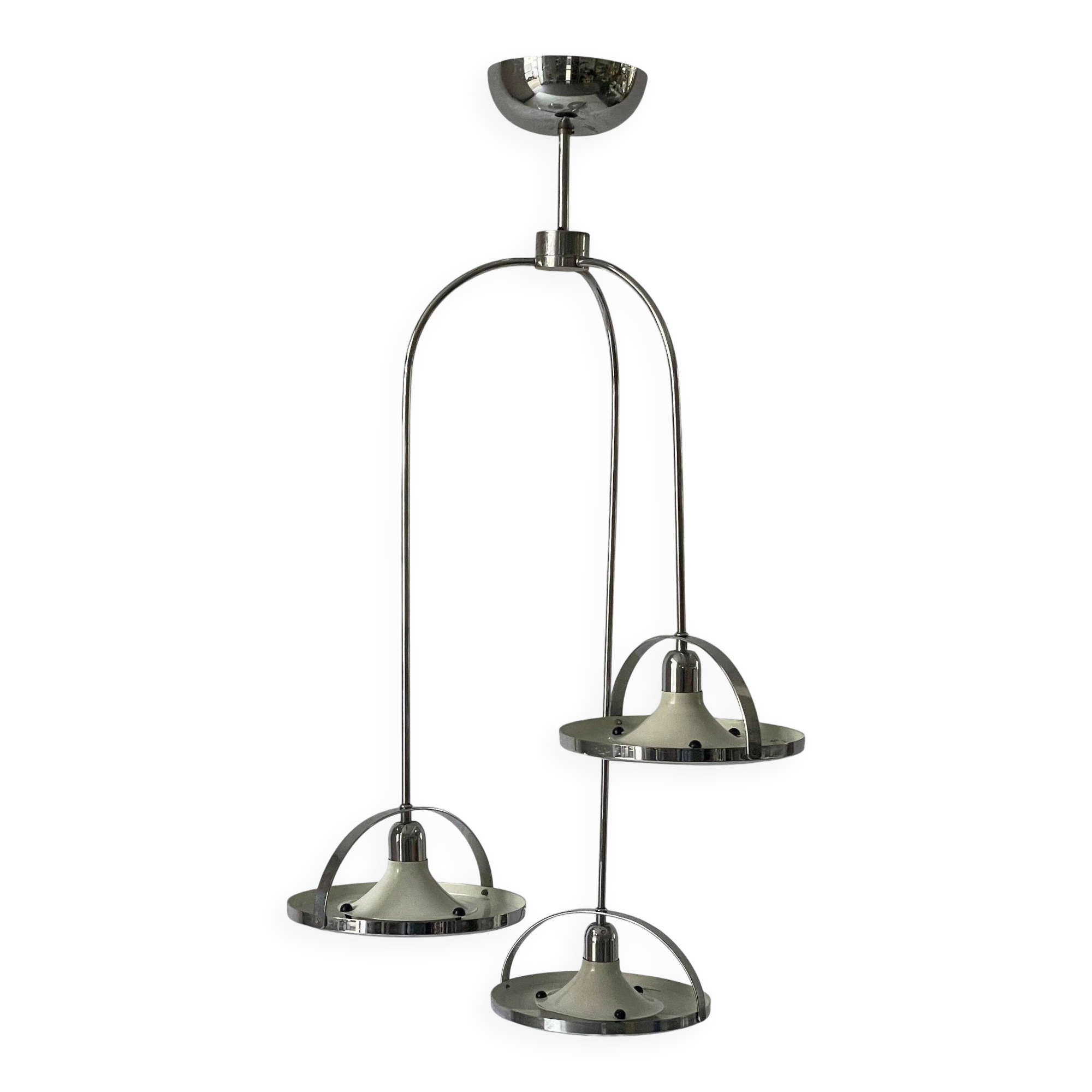 Mid-century modern triple shade ceiling light by Reggiani, 1960s, Italy.