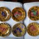 Set of 10 Sarreguemines dessert plates in slurry decorated fruit