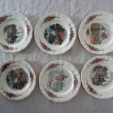 6 plates dessert H.Loux Sarreguemines Obernai