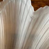 2 brass shell wall lamp covers in art deco molded glass