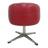 Pouf with storage function, red vinyl, chrome, Germany, 1960s