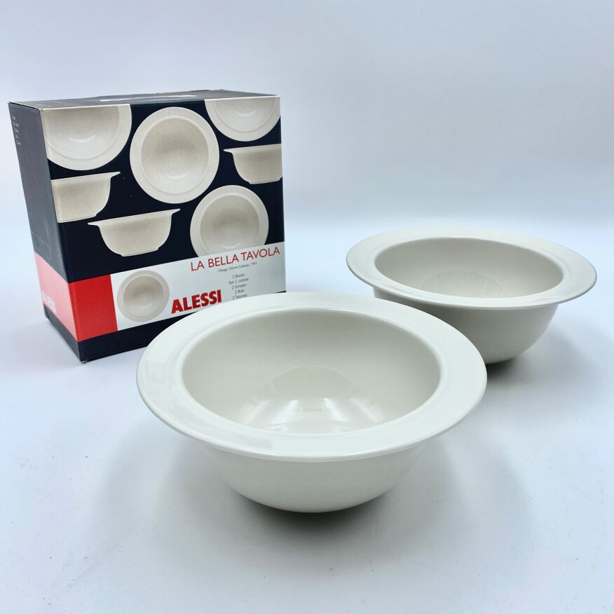 Breakfast bowls by Ettore Sottsass for Alessi La Bella Tavola - 2 pieces  per box - New | Selency