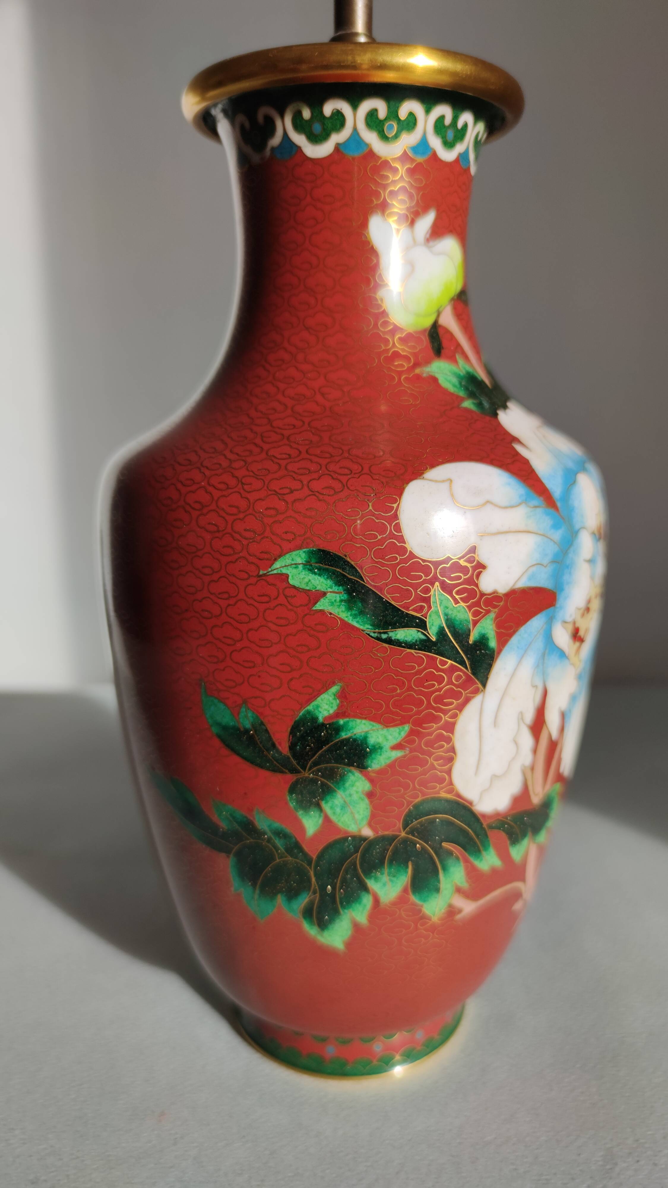 Enamel lamp cloisonnée drimmer vintage 56 cm h