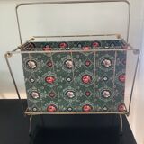 Metal magazine door and vintage oilcloth