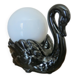 "Black swan" lamp in ceramic and opaline, 70s-80s