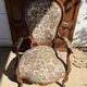 Antique Louis XV cabriolet armchair - carved wood - floral fabric