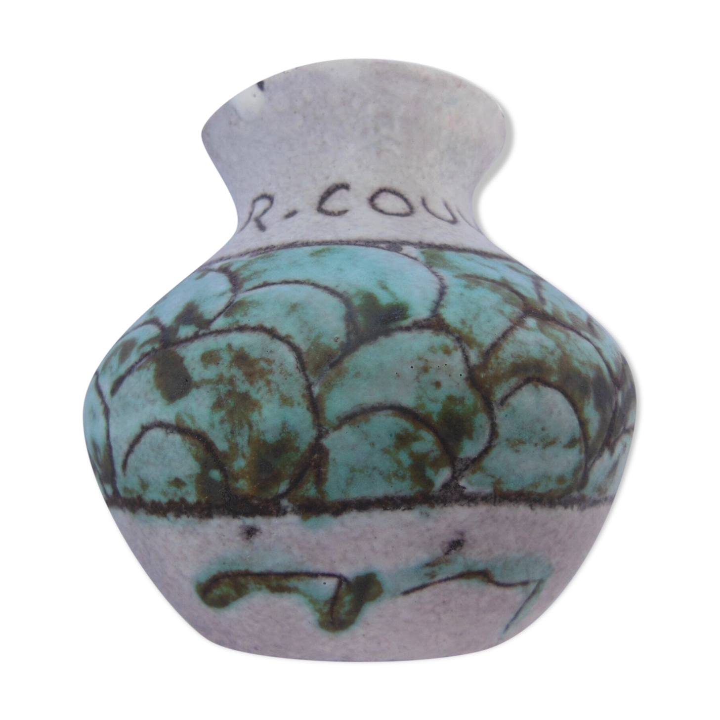 CERAMIC VASE - ABSTRACT DECORATION - R.COUVELAIRE - J.MASSIER - VALLAURIS -